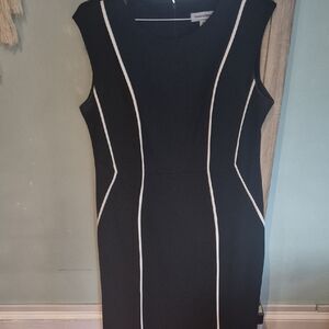Shelby & Palmer Black Midi Sheath Dress with White Piping